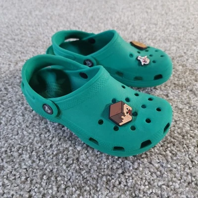 Crocs Unisex Boys Girls Green J1 Minecraft Shoe Charms Slip On - Image 1 of 4
