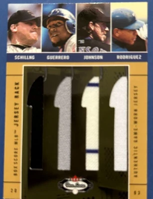 2003 Fleer Box Score "Jersey Rack Quad" Schilling/Guerrero/Johnson/A-Rod 095/150 - Image 1 of 2