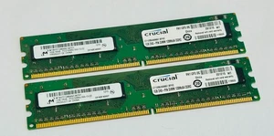 2GB (2x1GB) Crucial Micron MT8HTF12864AZ-667H1 PC2-5300U 667MHz DDR2 Memory Kit - Picture 1 of 4