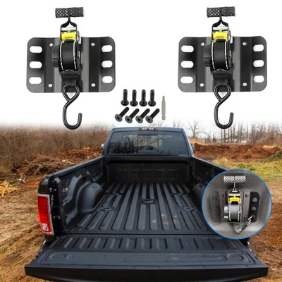 For Ram 1500 2PCS 10 Ft Retractable Tie Down Straps Auto Ratchet Straps Bolt on - Image 1 of 4