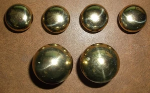 BRASS DRAWER PULLS KNOBS CABINET DOOR MIXED LOT OF 6 ARTS & CRAFTS 2 SIZES USED - Picture 1 of 10