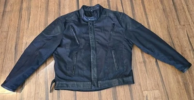 UNIK Leather Jacket Men's Size 46 Black Quilted Nylon Blend Zipper Pockets - Image 1 of 4