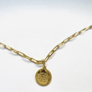New Gold filled Compass quote paperclip chain Liberty” necklace medallion 18” - Picture 1 of 3