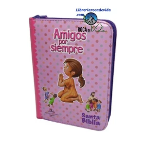 BIBLIA AMIGOS POR SIEMPRE Reina 1960 Valera Cierre Rosa Para Niña acolchonada - Picture 1 of 6