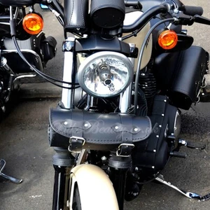 Black Leather Tool Roll For Harley Davidson Sportster XL 883 1200 L Iron - Picture 1 of 9