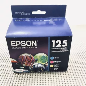 Genuine Epson 125 Black Cyan Magenta & Yellow Ink Cartridges - 01/2021 - USA - Picture 1 of 6