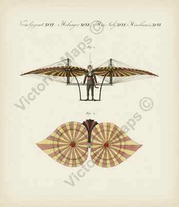 Jacob Degen Máquina Voladora Temprana Aviación Bertush 1807 Arte Impresión Póster - Imagen 1 de 16