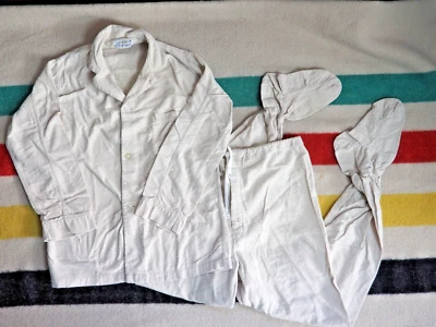 复古 70 年代 Eddie Bauer Chamois 布米色露营休闲套装衬衫裤子男式 S — 第 1/4 张图片