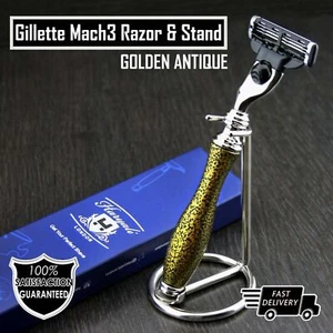 Men's 3 Edge Shaving Razor With Stainless Steel Stand Mens Grooming Gift Set - Picture 1 of 4