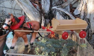 Pferdewagen Pferdekutsche Pferd Wagen Holz Pferdegespann 47cm lang Bauernhof ::: - Bild 1 von 13