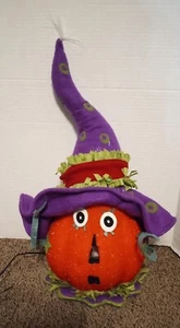 Department 56 Fiber Optic Pumpkin With Purple Hat 17" #91507P - Picture 1 of 6