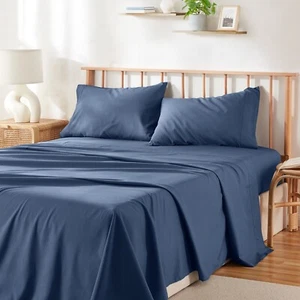 4 Pc Bamboo Deep Pocket Fitted Sheet Set, Lightweight & Breathable Bed Sheet Set - Picture 1 of 59