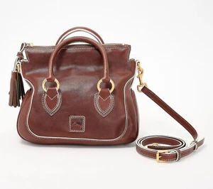 Borsa a mano piccola Dooney & Bourke fiorentina in pelle castagno nuova - Foto 1 di 1