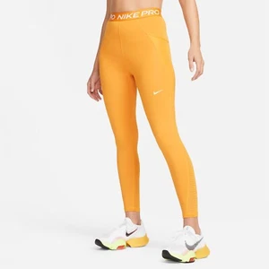 Nike Pro Light Curry/White DM6936-738 Women's High-Waisted Leggings with Pockets - Picture 1 of 6