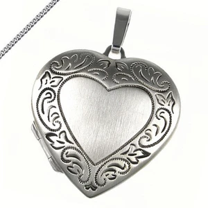 MEDAILLON Herz Klein für 2 Bilder Trachten Amulett geschwärzt auch Kette Gravur - Bild 1 von 11
