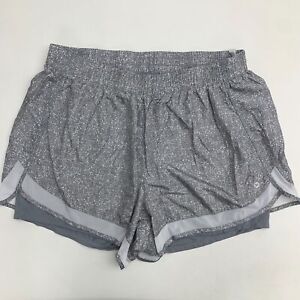 RBX Athletic Running Shorts Women's 2X Gray White Print Lined Pull On Activewear