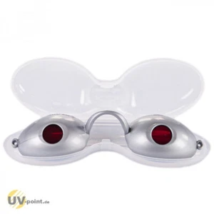 Gafas protectoras solarium protección ocular gafas UV para banco de sol en estuche (plata) - Imagen 1 de 2