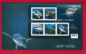 2018 JULY 13 FDC CANADA STAMPS - SHARKS - 5 STAMPS ST - Picture 1 of 1