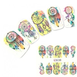 Tattoo Nail Art Traumfänger Federn Aufkleber Nagel Sticker - Picture 1 of 2