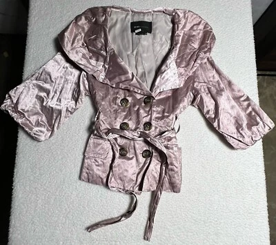 Chaqueta corta BCBGMaxazria XS lavanda mangas cortas abullonadas rosa brillante discoteca Foto 1 de 4