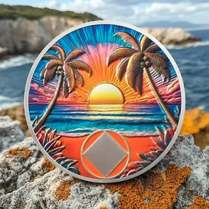 1-65 Years Sobriety Coin Sunset Beach Narcotics Anonymous Medallion Sober Gifts - Picture 1 of 16