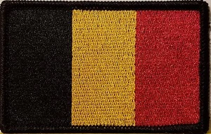 BELGIUM Flag Patch With Hook & Loop Fastener Morale Emblem BLACK Border - Picture 1 of 1