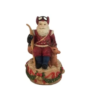 Skiing Santa Wish You A Merry Christmas Music Box 1991 Windsor Collection - Picture 1 of 12