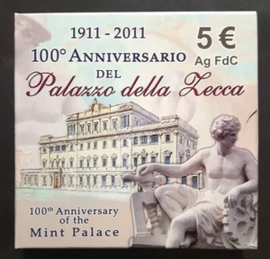 ITALIA 2011 5 EURO fdc 100° anniversario PALAZZO DELLA ZECCA - Picture 1 of 1