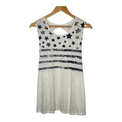 Camiseta sin mangas BCG bandera americana patriótica sin mangas recortada espalda blanca para mujer talla XL Foto 1 de 4