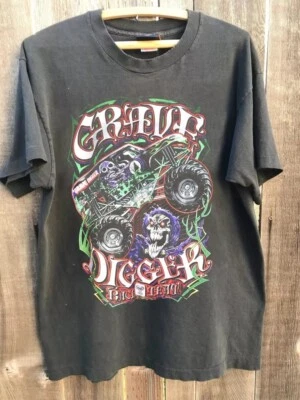 Vintage Monster Jam Grave Digger T Shirt Charcoal Color Unisex Tshirt Reprint - Image 1 of 2