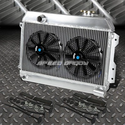 Radiador de alumínio 3 fileiras + 2x kit ventilador 10" para captador 68-73 datsun 510 srl311/sr/521 - Imagem 1 de 4