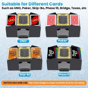Automatic Card Shuffler, 1-4 Deck Low Noise Operation Card Shuffler for Poker - Picture 1 of 17