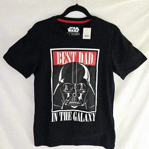 Star Wars Darth Vader T-Shirt "Bester Vater der Galaxis" schwarz Small neu mit Etikett - Bild 1 von 7