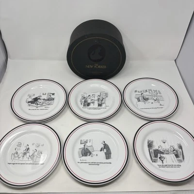 Juego de 6 herrajes de restauración de platos de queso The New Yorker de dibujos animados para ensalada de vino Foto 1 de 4