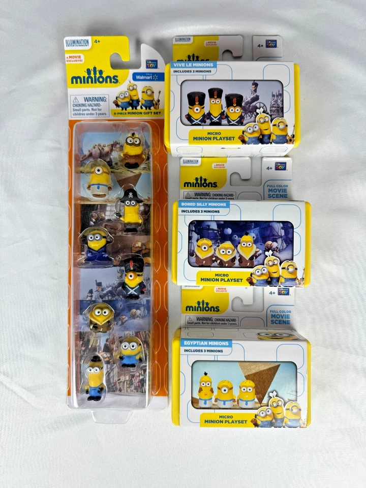 Lote Minions: Juego de Regalo de 8 Piezas + Micro Juego (Vive Le, Bored, Egypt) - Nuevo/Sello Foto 1 de 4
