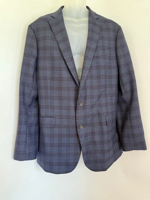 Blazer Stafford 46L Gris Azul Ciruela Cuadros Clásico Mezcla Lana Merino Abrigo Deportivo Foto 1 de 4