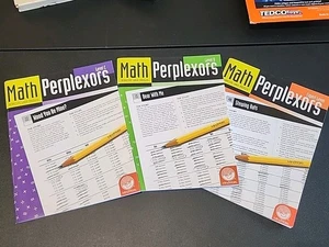 Math Perplexors Book Lot 3 Books Level C, D and Expert Level 6-12th Grades - Picture 1 of 5