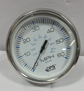 Faria SGP502A Chesapeake SS White 4" Gauge - 60 MPH GPS Speedometer SGP502A - Picture 1 of 9
