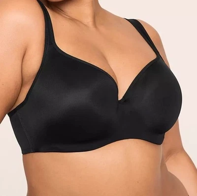 NUEVO CON ETIQUETAS SUJETADOR BALCONETTE LISO CACIQUE CON AROS LIGERAMENTE FORRADO 44DDD NEGRO Foto 1 de 4