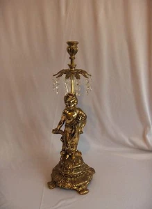 Vintage Metall Antik Messing Finish Cherub Kerzenständer Österreichische Kristalle L&LWMC - Bild 1 von 1