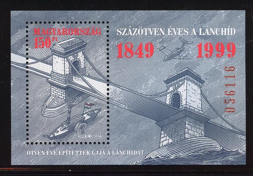 HUNGARY - 1999. S/S - Chain Bridge, 150th anniversary MNH! ! Mi:Bl.252. - Image 1 of 1