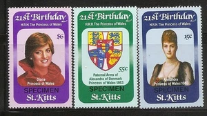 St Kitts SC # 93-95 Diana 21st Birthday.Singles (Specimen) MNH - Picture 1 of 1
