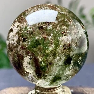 54G Natural Green Ghost Crystal Quartz Ball Crystal Sphere Mineral Specimen - Picture 1 of 24