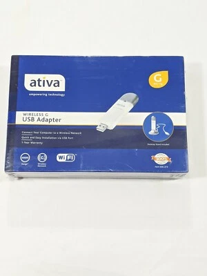 New ATIVA WIRELESS G USB ADAPTER Model AWGUA54 802.11 b/g Wi-Fi 54Mbps 400 Feet - Image 1 of 4