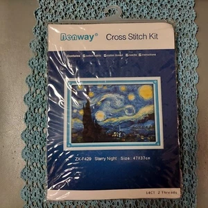 Benway Counted Cross Stitch Van Gogh Painting Starry Night 14 Count 47x37 CM - Picture 1 of 3