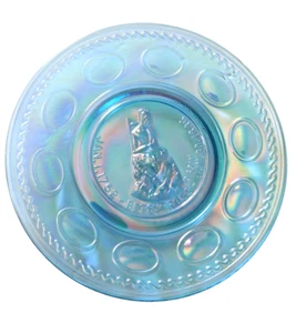 Vintage BETSY ROSS Blue Carnival Glass Plate 1969 WHEATON Beautiful! USA - Picture 1 of 5