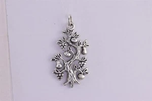 Colgante de plata esterlina 38 mm x 26 mm árbol de la vida manzanas peras uvas 925 - Imagen 1 de 6