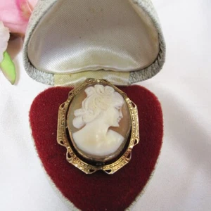 Victorian 12ct gold plated silver shell cameo brooch - Picture 1 of 9