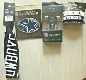 Dallas Cowboys set of 4 Earbuds, 2 pk Team Bands, Auto Emblem, Fan Band NEW - Picture 1 of 2