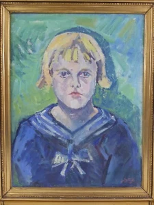 Pintura al óleo retrato de niño retrato de pecho de una niña monogramista SFJ 1925 - Imagen 1 de 6